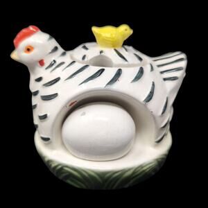 VTG Chicken Hen Jam/Sugar Bowl Egg Salt & Pepper Shakers Combo Ceramic FLAWS